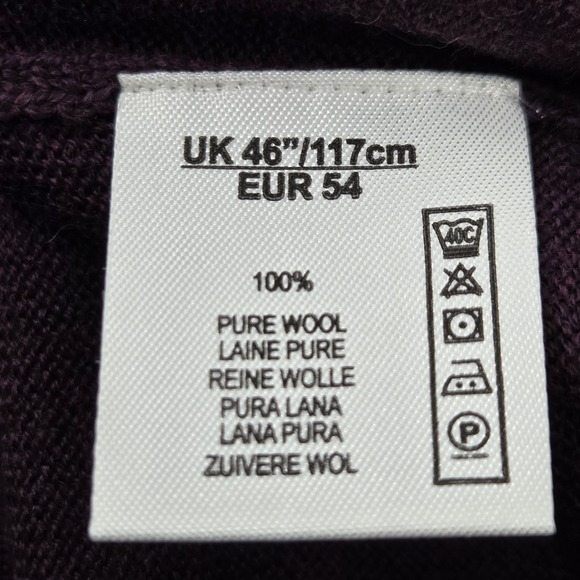 VINTAGE Alan Paine Men Purple Merino Wool V-Neck Sweater Vest England Size 46 XL - Picture 7 of 8